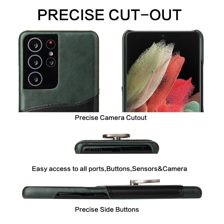 For Samsung Galaxy S21 5G Fierre Shann Oil Wax Texture Genuine Leather Back Cover Case with 360 Degree Rotation Holder & Card Slot(Black) - Galaxy S21 5G Cases by FIERRE SHANN | Online Shopping UK | buy2fix