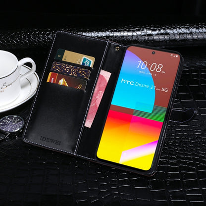 For HTC Desire 21+ idewei Crocodile Texture Horizontal Flip Leather Case with Holder & Card Slots & Wallet(Dark Blue) - More Brand by idewei | Online Shopping UK | buy2fix