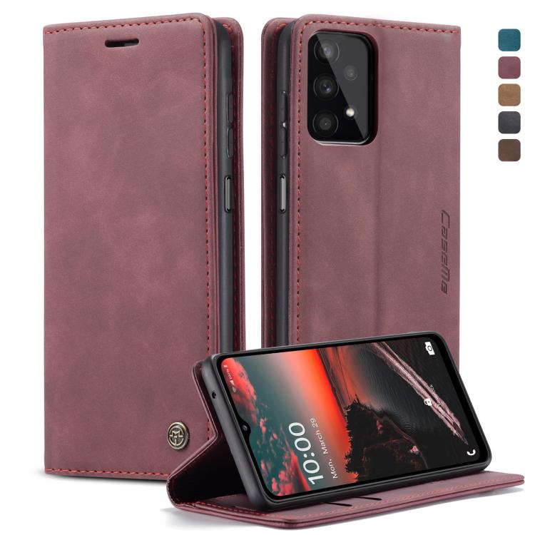 For Samsung Galaxy A32 5G CaseMe 013 Multifunctional Horizontal Flip Leather Case with Holder & Card Slot & Wallet(Wine Red) by CaseMe