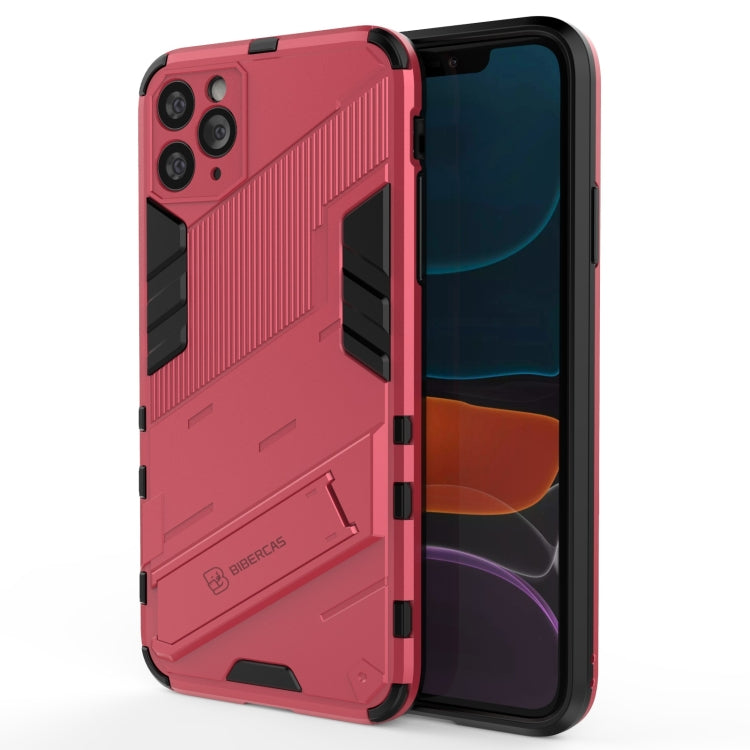 For iPhone 11 Pro Max Punk Armor 2 in 1 PC + TPU Shockproof Case with Invisible Holder (Light Red) by buy2fix