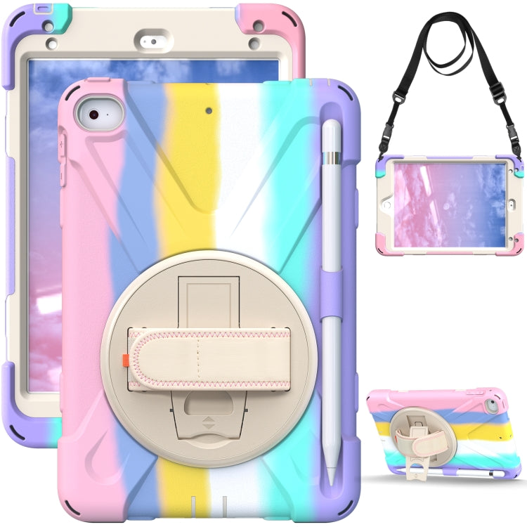 Shockproof Colorful Silicone + PC Protective Case with Holder & Shoulder Strap & Hand Strap For iPad Mini (2019)(Pink) - iPad mini (2019) / mini 5 Cases by buy2fix | Online Shopping UK | buy2fix