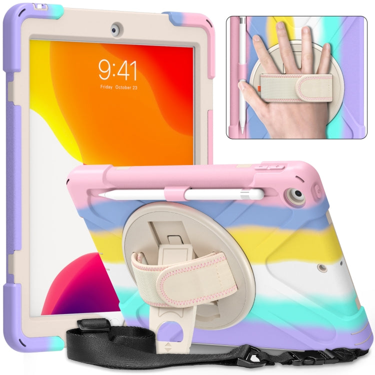 Shockproof Colorful Silicone + PC Protective Case with Holder & Shoulder Strap & Hand Strap For iPad 10.2 (2020)(Pink) - iPad mini (2019) / mini 5 Cases by buy2fix | Online Shopping UK | buy2fix