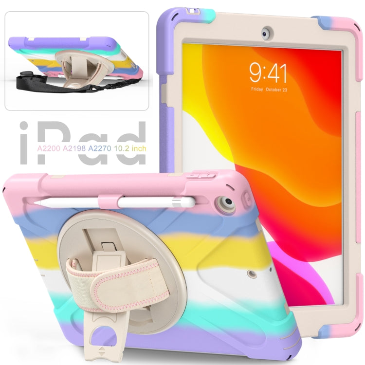 Shockproof Colorful Silicone + PC Protective Case with Holder & Shoulder Strap & Hand Strap For iPad 10.2 (2020)(Pink) - iPad mini (2019) / mini 5 Cases by buy2fix | Online Shopping UK | buy2fix