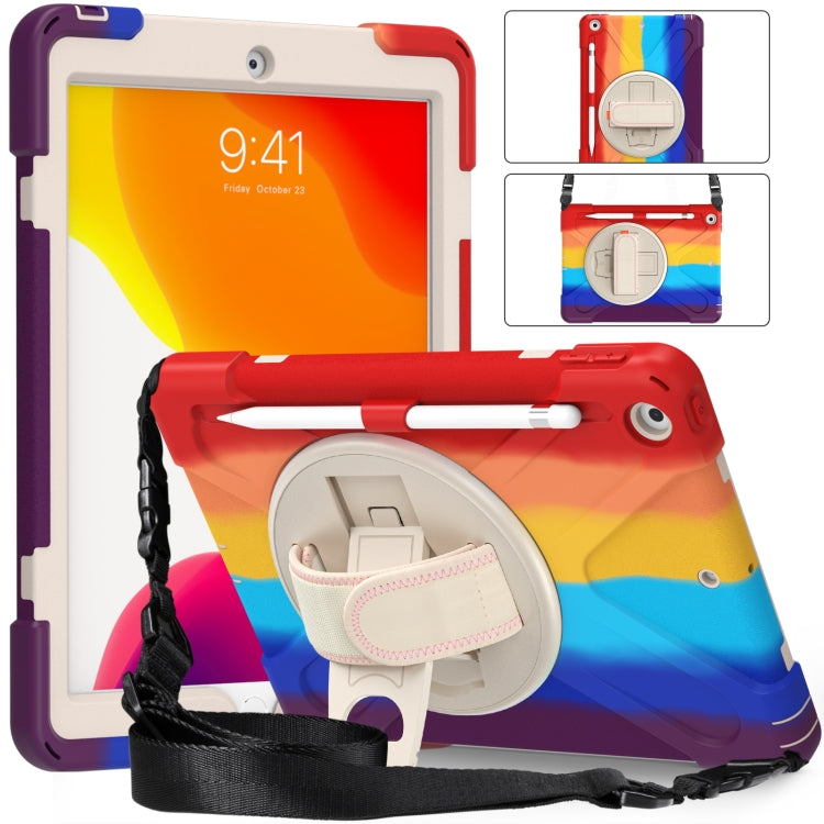 Shockproof Colorful Silicone + PC Protective Case with Holder & Shoulder Strap & Hand Strap For iPad 10.2 (2020)(Red) - iPad mini (2019) / mini 5 Cases by buy2fix | Online Shopping UK | buy2fix