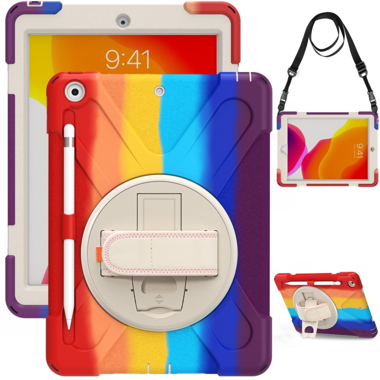 Shockproof Colorful Silicone + PC Protective Case with Holder & Shoulder Strap & Hand Strap For iPad 10.2 (2020)(Red) - iPad mini (2019) / mini 5 Cases by buy2fix | Online Shopping UK | buy2fix