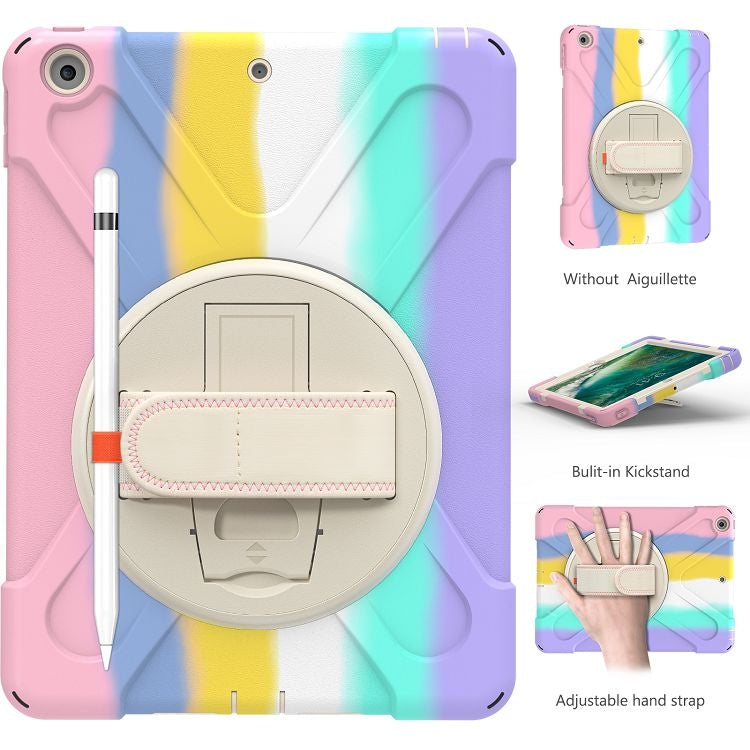 Shockproof Colorful Silicone + PC Protective Case with Holder & Shoulder Strap & Hand Strap For iPad 9.7 (2018)(Pink) - iPad 9.7 (2018) & (2017) Cases by buy2fix | Online Shopping UK | buy2fix