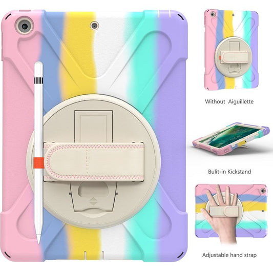 Shockproof Colorful Silicone + PC Protective Case with Holder & Shoulder Strap & Hand Strap For iPad 9.7 (2018)(Pink) - iPad 9.7 (2018) & (2017) Cases by buy2fix | Online Shopping UK | buy2fix