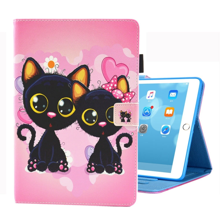 For iPad 10.2 2021 / 2020 / 2019 Coloured Drawing Pattern Horizontal Flip Leather Case with Holder & Card Slots & Photo Frame(Two Black Cats) - iPad 10.2 Cases by buy2fix | Online Shopping UK | buy2fix