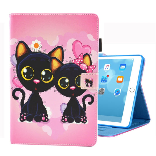 For iPad 10.2 2021 / 2020 / 2019 Coloured Drawing Pattern Horizontal Flip Leather Case with Holder & Card Slots & Photo Frame(Two Black Cats) - iPad 10.2 Cases by buy2fix | Online Shopping UK | buy2fix