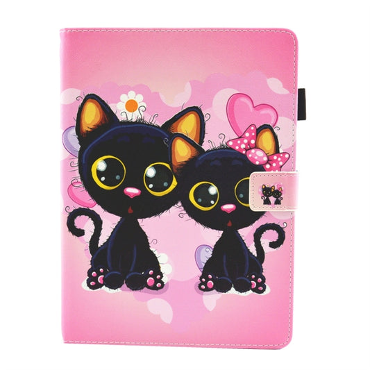 For iPad 10.2 2021 / 2020 / 2019 Coloured Drawing Pattern Horizontal Flip Leather Case with Holder & Card Slots & Photo Frame(Two Black Cats) - iPad 10.2 Cases by buy2fix | Online Shopping UK | buy2fix
