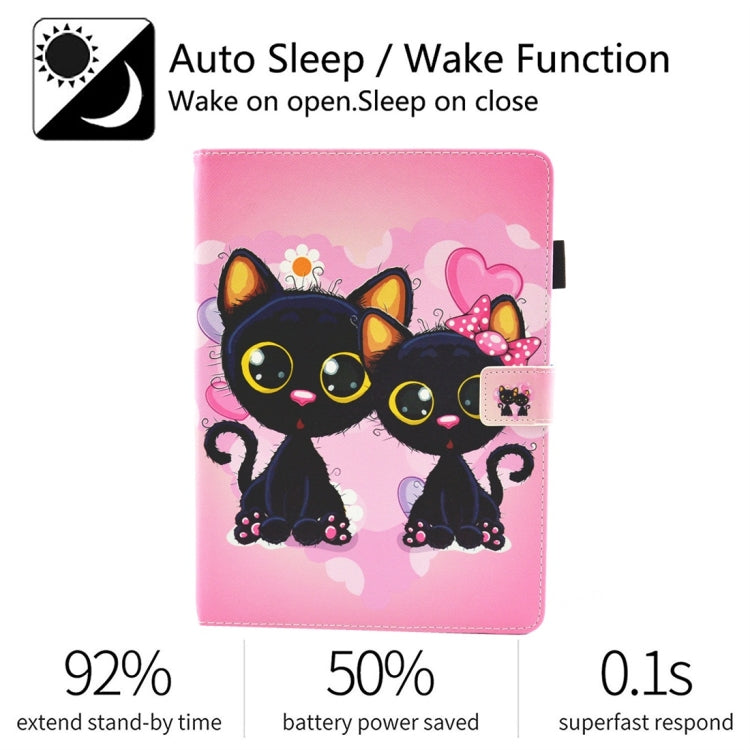 For iPad 10.2 2021 / 2020 / 2019 Coloured Drawing Pattern Horizontal Flip Leather Case with Holder & Card Slots & Photo Frame(Two Black Cats) - iPad 10.2 Cases by buy2fix | Online Shopping UK | buy2fix