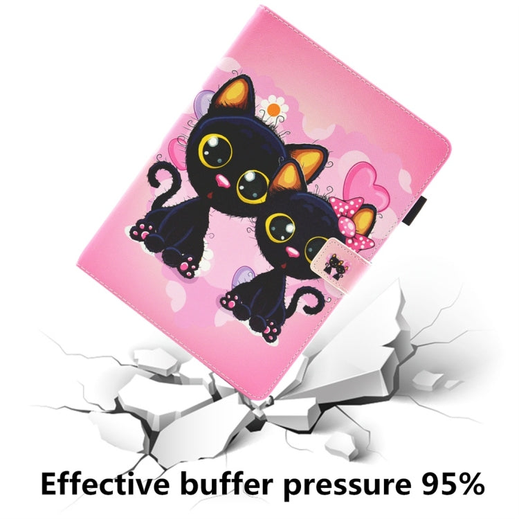 For iPad 10.2 2021 / 2020 / 2019 Coloured Drawing Pattern Horizontal Flip Leather Case with Holder & Card Slots & Photo Frame(Two Black Cats) - iPad 10.2 Cases by buy2fix | Online Shopping UK | buy2fix