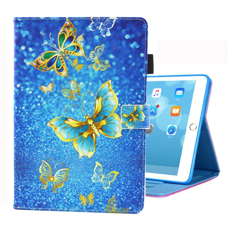 For iPad 10.2 2021 / 2020 / 2019 Coloured Drawing Pattern Horizontal Flip Leather Case with Holder & Card Slots & Photo Frame(Gold Butterfly) - iPad 10.2 Cases by buy2fix | Online Shopping UK | buy2fix