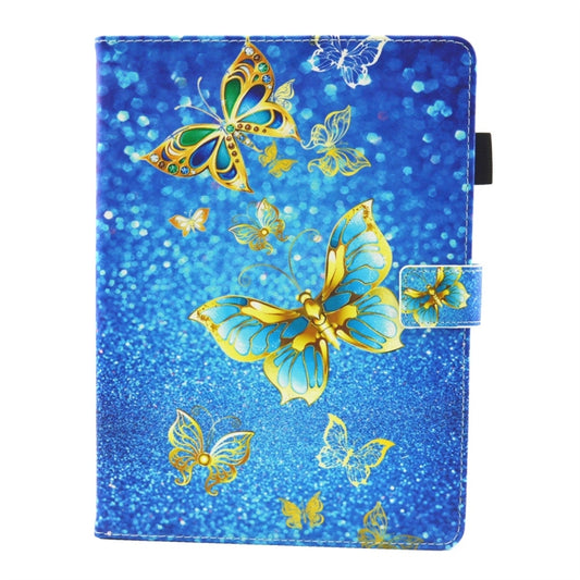 For iPad 10.2 2021 / 2020 / 2019 Coloured Drawing Pattern Horizontal Flip Leather Case with Holder & Card Slots & Photo Frame(Gold Butterfly) - iPad 10.2 Cases by buy2fix | Online Shopping UK | buy2fix