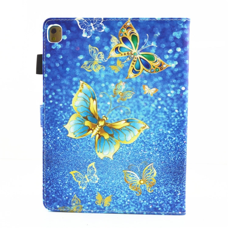 For iPad 10.2 2021 / 2020 / 2019 Coloured Drawing Pattern Horizontal Flip Leather Case with Holder & Card Slots & Photo Frame(Gold Butterfly) - iPad 10.2 Cases by buy2fix | Online Shopping UK | buy2fix