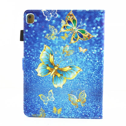 For iPad 10.2 2021 / 2020 / 2019 Coloured Drawing Pattern Horizontal Flip Leather Case with Holder & Card Slots & Photo Frame(Gold Butterfly) - iPad 10.2 Cases by buy2fix | Online Shopping UK | buy2fix
