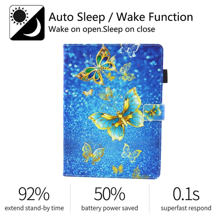 For iPad 10.2 2021 / 2020 / 2019 Coloured Drawing Pattern Horizontal Flip Leather Case with Holder & Card Slots & Photo Frame(Gold Butterfly) - iPad 10.2 Cases by buy2fix | Online Shopping UK | buy2fix