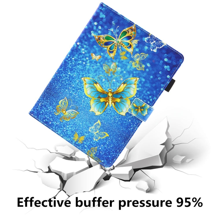 For iPad 10.2 2021 / 2020 / 2019 Coloured Drawing Pattern Horizontal Flip Leather Case with Holder & Card Slots & Photo Frame(Gold Butterfly) - iPad 10.2 Cases by buy2fix | Online Shopping UK | buy2fix