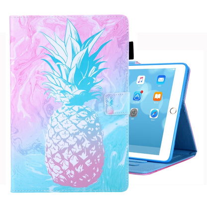 For iPad 10.2 2021 / 2020 / 2019 Coloured Drawing Pattern Horizontal Flip Leather Case with Holder & Card Slots & Photo Frame(Blue Pink Pineapple) - iPad 10.2 Cases by buy2fix | Online Shopping UK | buy2fix