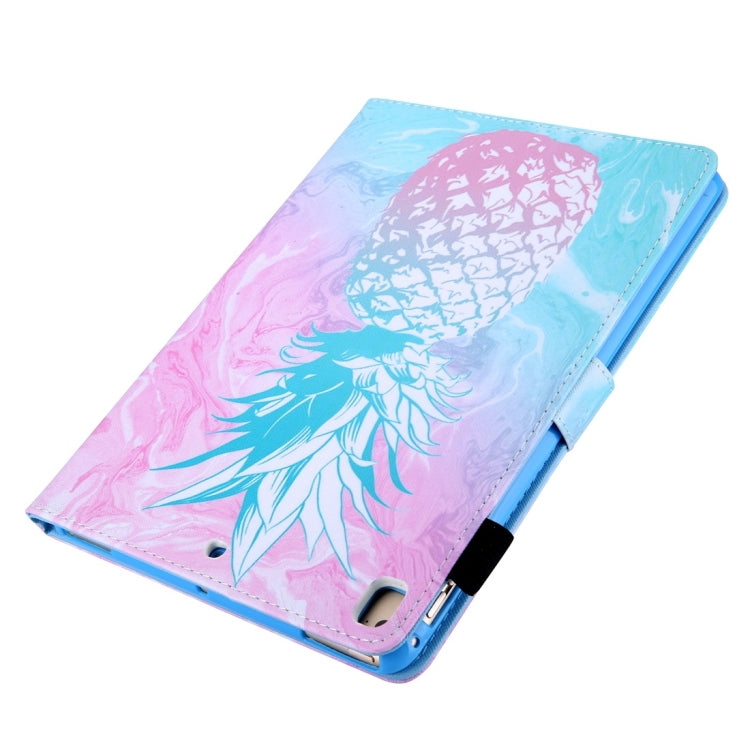 For iPad 10.2 2021 / 2020 / 2019 Coloured Drawing Pattern Horizontal Flip Leather Case with Holder & Card Slots & Photo Frame(Blue Pink Pineapple) - iPad 10.2 Cases by buy2fix | Online Shopping UK | buy2fix