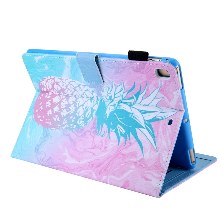 For iPad 10.2 2021 / 2020 / 2019 Coloured Drawing Pattern Horizontal Flip Leather Case with Holder & Card Slots & Photo Frame(Blue Pink Pineapple) - iPad 10.2 Cases by buy2fix | Online Shopping UK | buy2fix