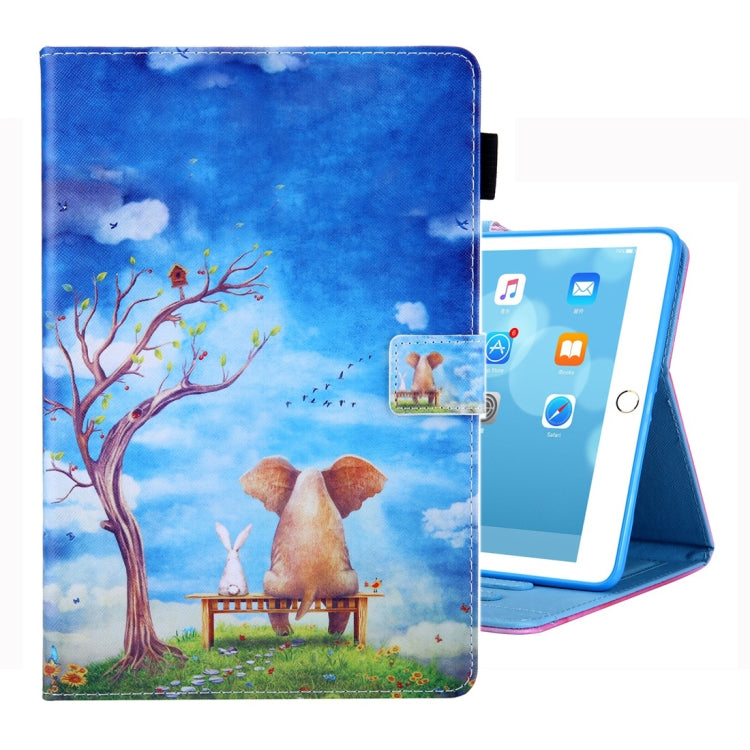 For iPad 10.2 2021 / 2020 / 2019 Coloured Drawing Pattern Horizontal Flip Leather Case with Holder & Card Slots & Photo Frame(Elephant Bunny) - iPad 10.2 Cases by buy2fix | Online Shopping UK | buy2fix