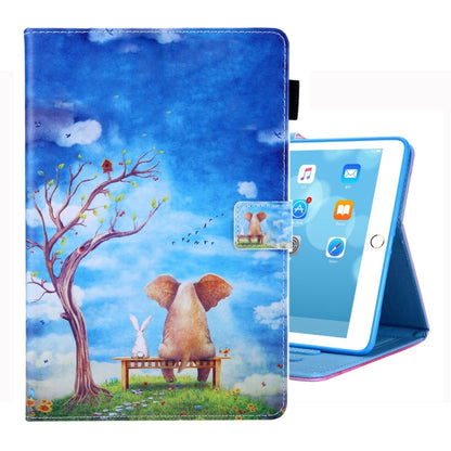 For iPad 10.2 2021 / 2020 / 2019 Coloured Drawing Pattern Horizontal Flip Leather Case with Holder & Card Slots & Photo Frame(Elephant Bunny) - iPad 10.2 Cases by buy2fix | Online Shopping UK | buy2fix