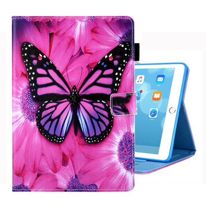 For iPad 10.2 2021 / 2020 / 2019 Coloured Drawing Pattern Horizontal Flip Leather Case with Holder & Card Slots & Photo Frame(Red Flower Pink Butterfly) - iPad 10.2 Cases by buy2fix | Online Shopping UK | buy2fix