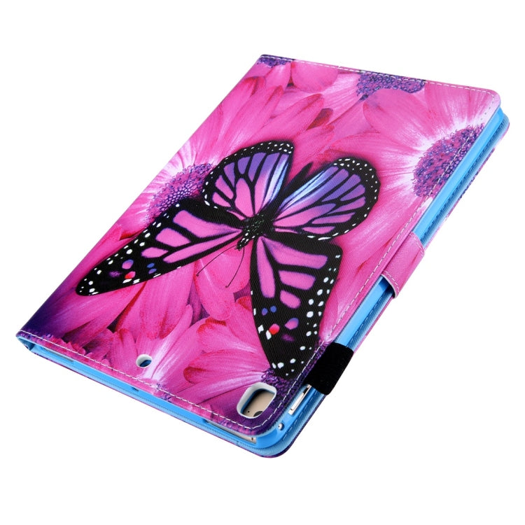 For iPad 10.2 2021 / 2020 / 2019 Coloured Drawing Pattern Horizontal Flip Leather Case with Holder & Card Slots & Photo Frame(Red Flower Pink Butterfly) - iPad 10.2 Cases by buy2fix | Online Shopping UK | buy2fix