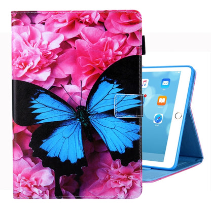 For iPad 10.2 2021 / 2020 / 2019 Coloured Drawing Pattern Horizontal Flip Leather Case with Holder & Card Slots & Photo Frame(Red Flower Blue Butterfly) - iPad 10.2 Cases by buy2fix | Online Shopping UK | buy2fix