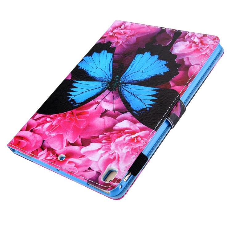 For iPad 10.2 2021 / 2020 / 2019 Coloured Drawing Pattern Horizontal Flip Leather Case with Holder & Card Slots & Photo Frame(Red Flower Blue Butterfly) - iPad 10.2 Cases by buy2fix | Online Shopping UK | buy2fix