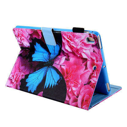 For iPad 10.2 2021 / 2020 / 2019 Coloured Drawing Pattern Horizontal Flip Leather Case with Holder & Card Slots & Photo Frame(Red Flower Blue Butterfly) - iPad 10.2 Cases by buy2fix | Online Shopping UK | buy2fix