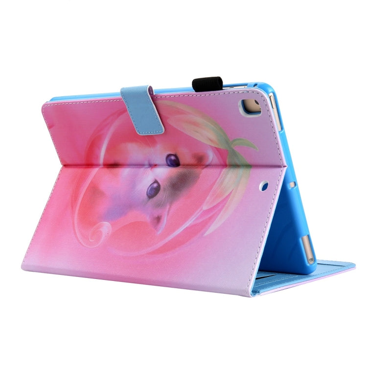 For iPad 10.2 2021 / 2020 / 2019 Coloured Drawing Pattern Horizontal Flip Leather Case with Holder & Card Slots & Photo Frame(Cat) - iPad 10.2 Cases by buy2fix | Online Shopping UK | buy2fix