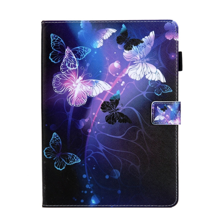 For iPad 10.2 2021 / 2020 / 2019 Coloured Drawing Pattern Horizontal Flip Leather Case with Holder & Card Slots & Photo Frame(Purple Butterfly) - iPad 10.2 Cases by buy2fix | Online Shopping UK | buy2fix