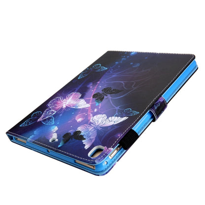 For iPad 10.2 2021 / 2020 / 2019 Coloured Drawing Pattern Horizontal Flip Leather Case with Holder & Card Slots & Photo Frame(Purple Butterfly) - iPad 10.2 Cases by buy2fix | Online Shopping UK | buy2fix