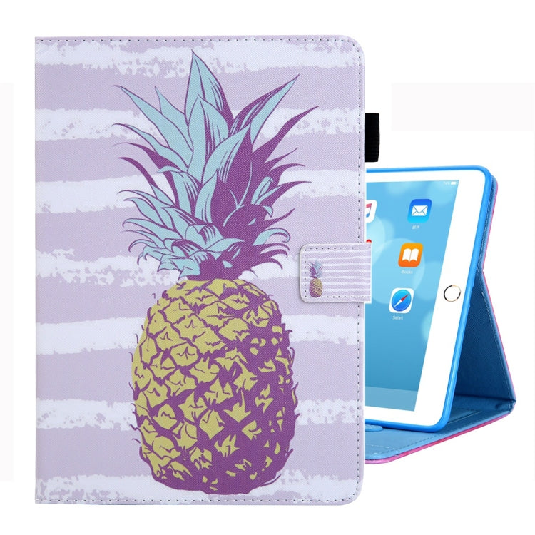 For iPad 10.2 2021 / 2020 / 2019 Coloured Drawing Pattern Horizontal Flip Leather Case with Holder & Card Slots & Photo Frame(Golden Pineapple) - iPad 10.2 Cases by buy2fix | Online Shopping UK | buy2fix