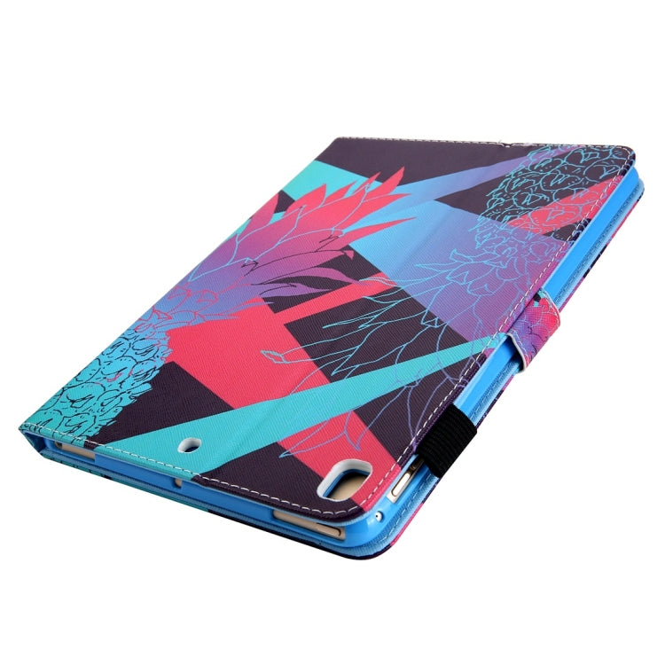 For iPad 10.2 2021 / 2020 / 2019 Coloured Drawing Pattern Horizontal Flip Leather Case with Holder & Card Slots & Photo Frame(Colorful Pineapple) - iPad 10.2 Cases by buy2fix | Online Shopping UK | buy2fix