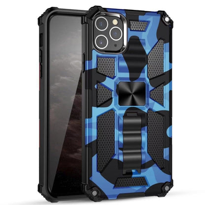 For iPhone 11 Camouflage Armor Shockproof TPU + PC Magnetic Protective Case with Holder (Dark Blue) by buy2fix