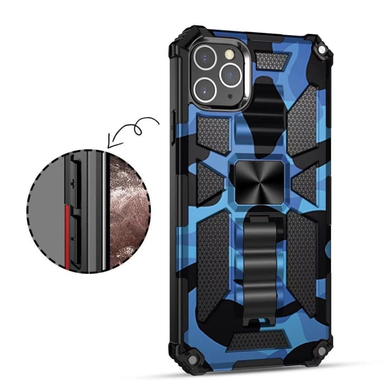For iPhone 11 Camouflage Armor Shockproof TPU + PC Magnetic Protective Case with Holder (Dark Blue) by buy2fix