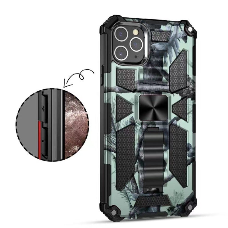 For iPhone 11 Pro Camouflage Armor Shockproof TPU + PC Magnetic Protective Case with Holder (Mint Green) by buy2fix