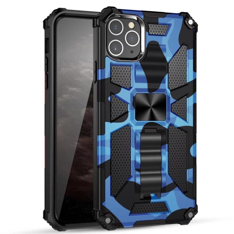 For iPhone 11 Pro Camouflage Armor Shockproof TPU + PC Magnetic Protective Case with Holder (Dark Blue) by buy2fix