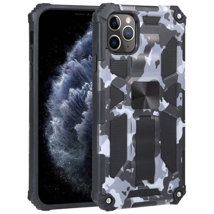 For iPhone 11 Pro Camouflage Armor Shockproof TPU + PC Magnetic Protective Case with Holder (Grey) by buy2fix