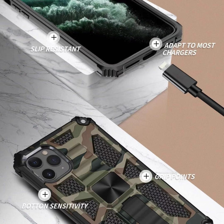 For iPhone 11 Pro Camouflage Armor Shockproof TPU + PC Magnetic Protective Case with Holder (Mint Green) by buy2fix