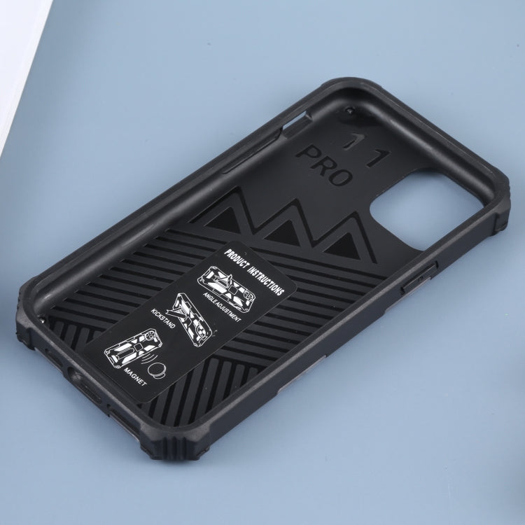 For iPhone 11 Pro Max Camouflage Armor Shockproof TPU + PC Magnetic Protective Case with Holder (Grey) by buy2fix