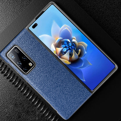 For Huawei Mate X2 Litchi Texture Cowhide Leather + TPU Shockproof Back Cover Case(Blue) - Huawei Cases by buy2fix | Online Shopping UK | buy2fix
