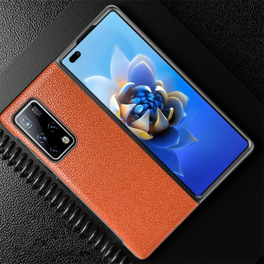 For Huawei Mate X2 Litchi Texture Cowhide Leather + TPU Shockproof Back Cover Case(Orange) - Huawei Cases by buy2fix | Online Shopping UK | buy2fix
