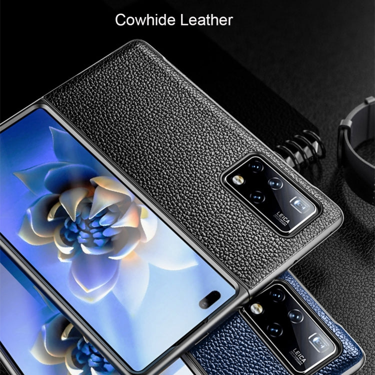 For Huawei Mate X2 Litchi Texture Cowhide Leather + TPU Shockproof Back Cover Case(Blue) - Huawei Cases by buy2fix | Online Shopping UK | buy2fix