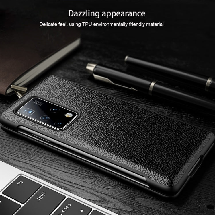 For Huawei Mate X2 Litchi Texture Cowhide Leather + TPU Shockproof Back Cover Case(Blue) - Huawei Cases by buy2fix | Online Shopping UK | buy2fix