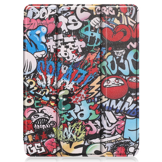 For iPad Pro 11 2022 / 2021 Colored Drawing Horizontal Flip TPU + PU Leather Tablet Case with Three-folding Holder & Sleep / Wake-up Function & Pen Slot(Graffiti) - iPad Pro 11 (2022/2021) Cases by buy2fix | Online Shopping UK | buy2fix