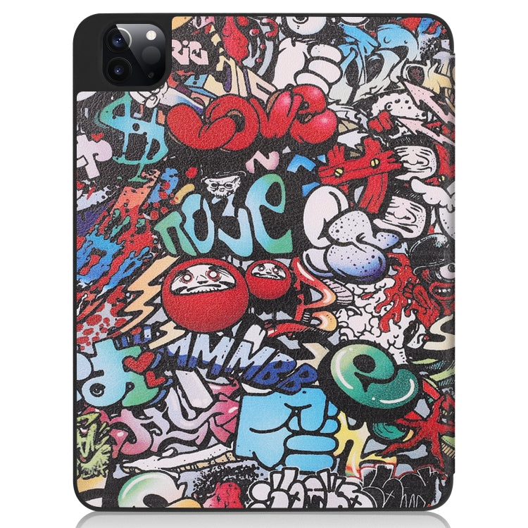 For iPad Pro 11 2022 / 2021 Colored Drawing Horizontal Flip TPU + PU Leather Tablet Case with Three-folding Holder & Sleep / Wake-up Function & Pen Slot(Graffiti) - iPad Pro 11 (2022/2021) Cases by buy2fix | Online Shopping UK | buy2fix